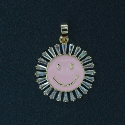 Round Smiley Face Charm Cubic Happy Face Pendant for Necklace Earring Component I-438 I-441 I-443
