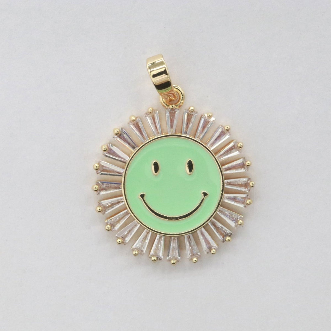 Round Smiley Face Charm Cubic Happy Face Pendant for Necklace Earring Component I-438 I-441 I-443