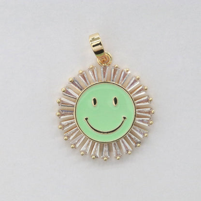 Round Smiley Face Charm Cubic Happy Face Pendant for Necklace Earring Component I-438 I-441 I-443