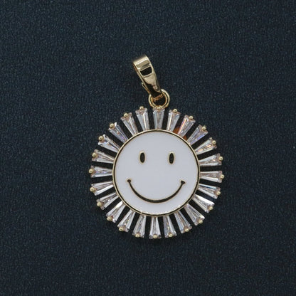 Round Smiley Face Charm Cubic Happy Face Pendant for Necklace Earring Component I-438 I-441 I-443