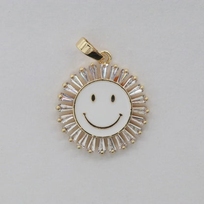 Round Smiley Face Charm Cubic Happy Face Pendant for Necklace Earring Component I-438 I-441 I-443