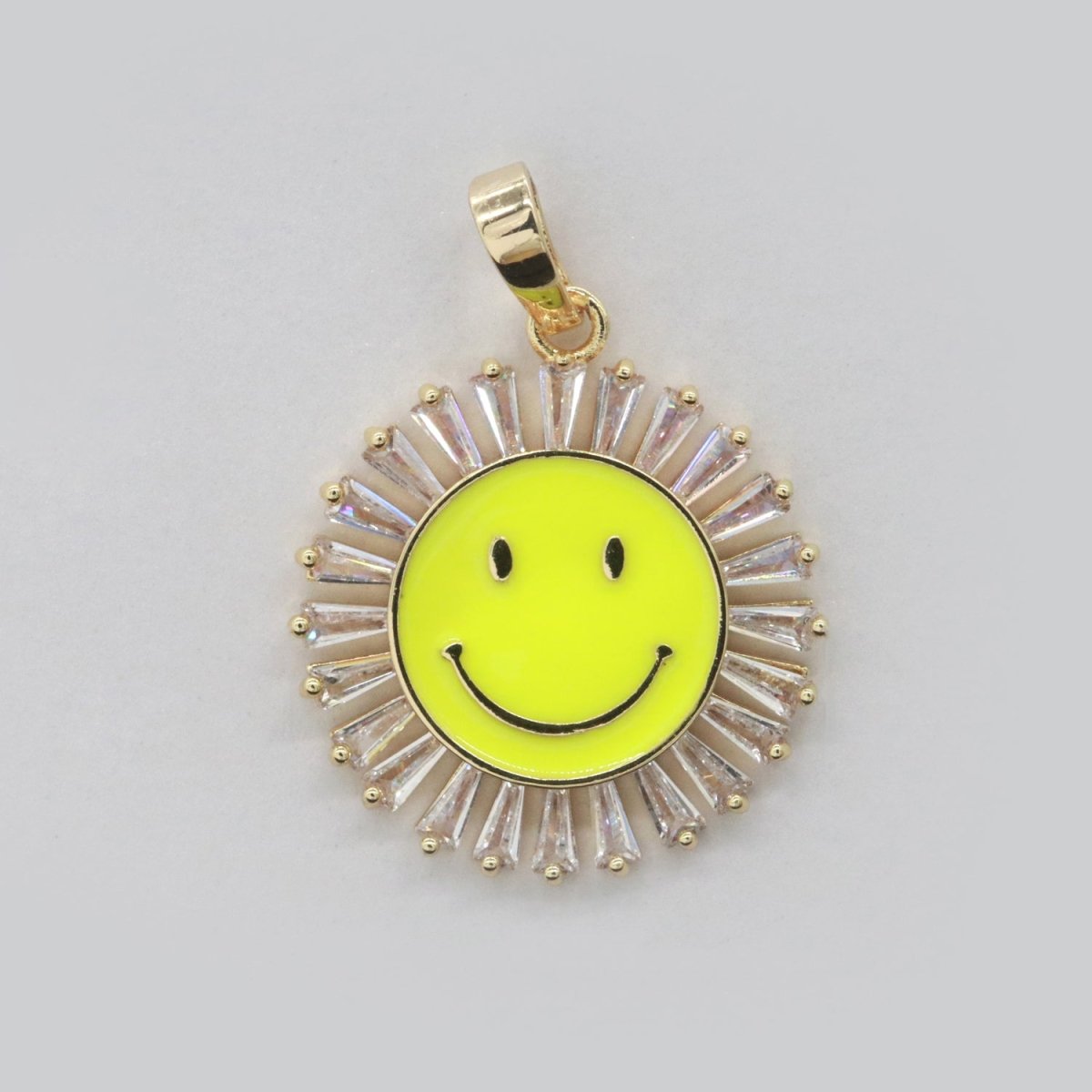 Round Smiley Face Charm Cubic Happy Face Pendant for Necklace Earring Component I-438 I-441 I-443