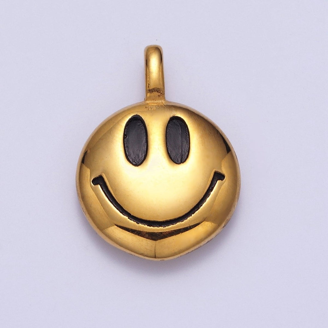 Round Smiley Face Stainless Steel Charm Pendant in Gold &amp; Silver | X-661 X-662
