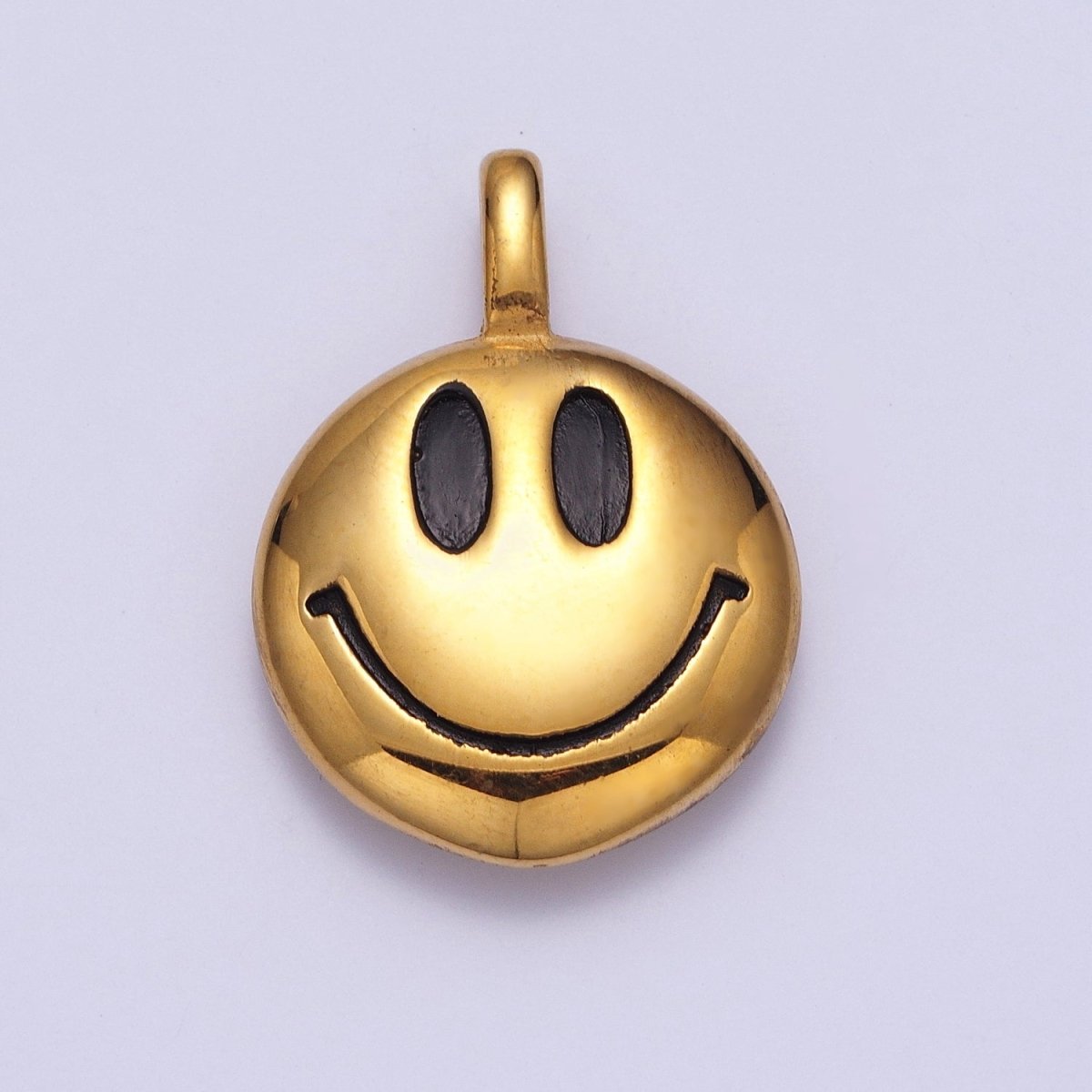 Round Smiley Face Stainless Steel Charm Pendant in Gold &amp; Silver | X-661 X-662