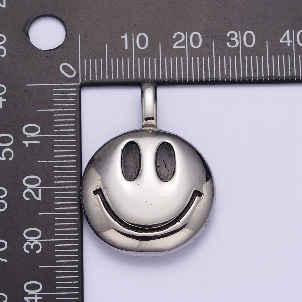 Round Smiley Face Stainless Steel Charm Pendant in Gold &amp; Silver | X-661 X-662