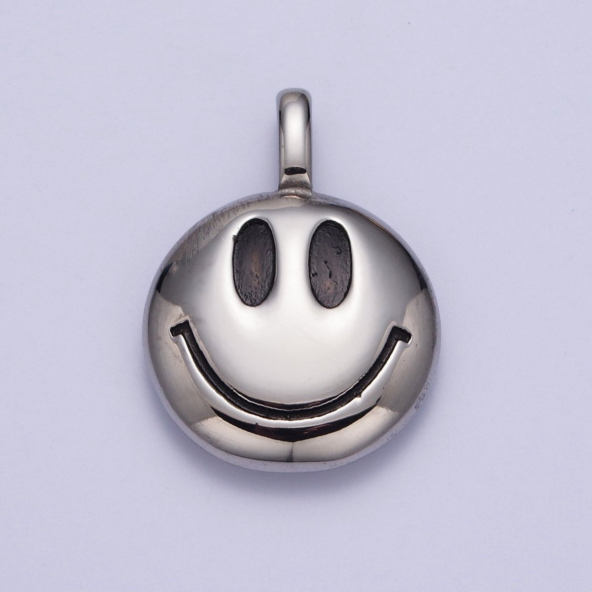 Round Smiley Face Stainless Steel Charm Pendant in Gold &amp; Silver | X-661 X-662