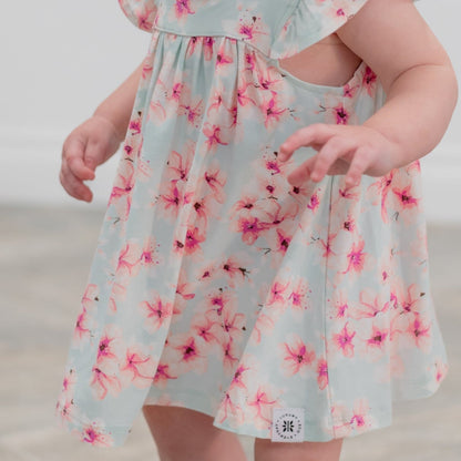Pretty Pink Floral Ruffle Dress with Bloomer