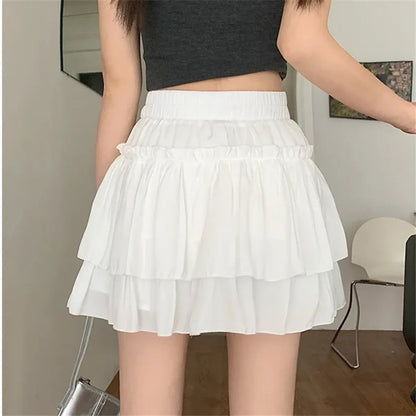 Ruffle Tiered Skirt – Kawaii Y2K Harajuku High Waist Mini Skirt