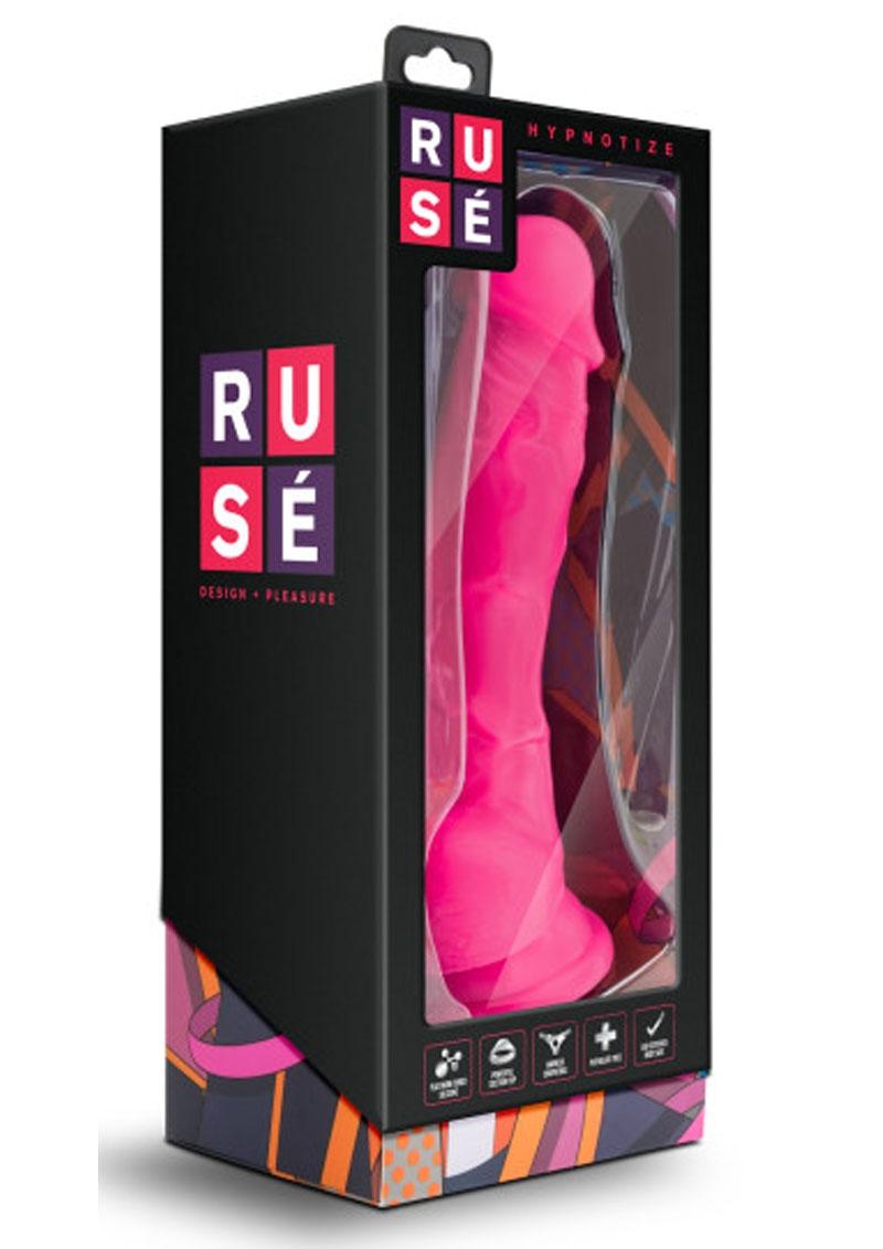 Ruse Hypnotize Silicone Dildo with Balls 7.5 Inch Cerise
