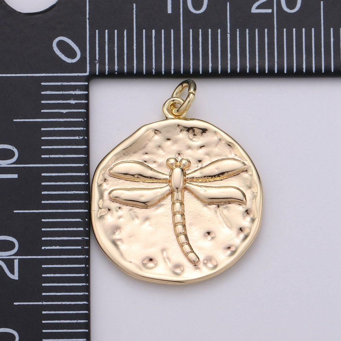 Rustic Coin Charm 14k Gold Filled coin pendant, Medallion charms Dragon Fly coin charms, Insect Disc Charm for Necklace Bracelet Earring D-389