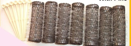 Medium Brush Rollers &amp; Pins Hair Curlers 2 Pack (14 Total)