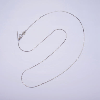 S925 Sterling Silver 0.5mm Dainty Box 18 Inch Adjustable Slider Chain Necklace | WA-1966 Clearance Pricing