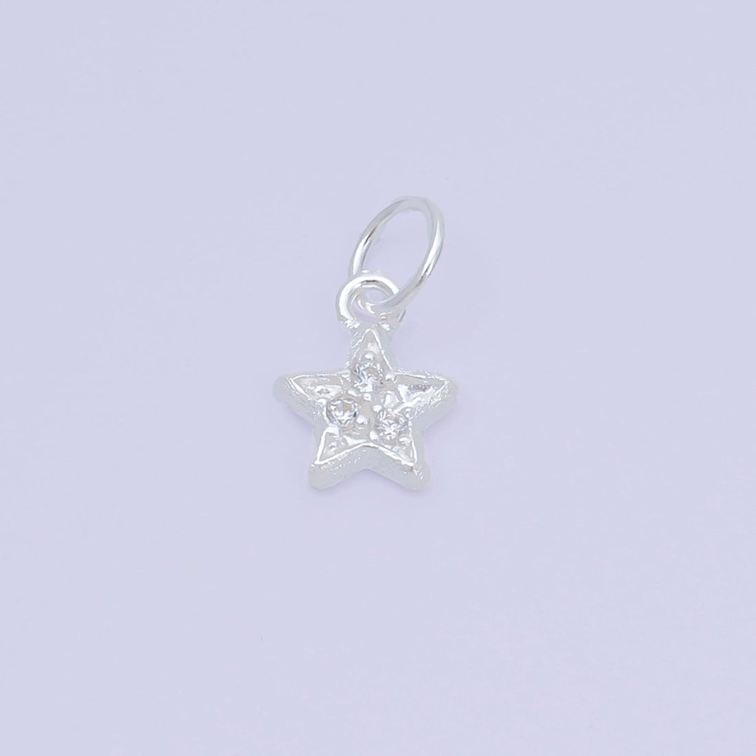 S925 Sterling Silver 10mm Micro Paved CZ Celestial Star Charm | SL-679