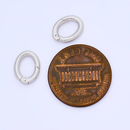 S925 Sterling Silver 10mm Swirl Oval Push Gate Clasp Closure Finding | SL-697