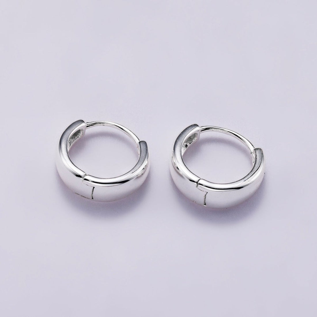 S925 Sterling Silver 12.5mm Minimalist Chubby Huggies Cartilage Earrings | SL-00652