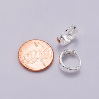 S925 Sterling Silver 12.5mm Minimalist Chubby Huggies Cartilage Earrings | SL-00652