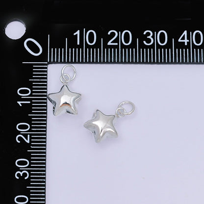 Sterling Silver S925 Chubby Multidimensional 3D Celestial Star Charm | SL-678