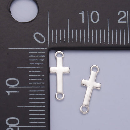 S925 Sterling Silver 13mm Minimalist Cross Connector | SL-637