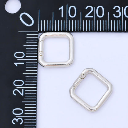 S925 Sterling Silver 13mm Square-Shaped Push Gate Clasp Closure Finding | SL-694
