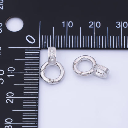 S925 Sterling Silver 14mm Micro Paved CZ Push Gate Circular 8 Geometric Enhancers Finding | SL-700