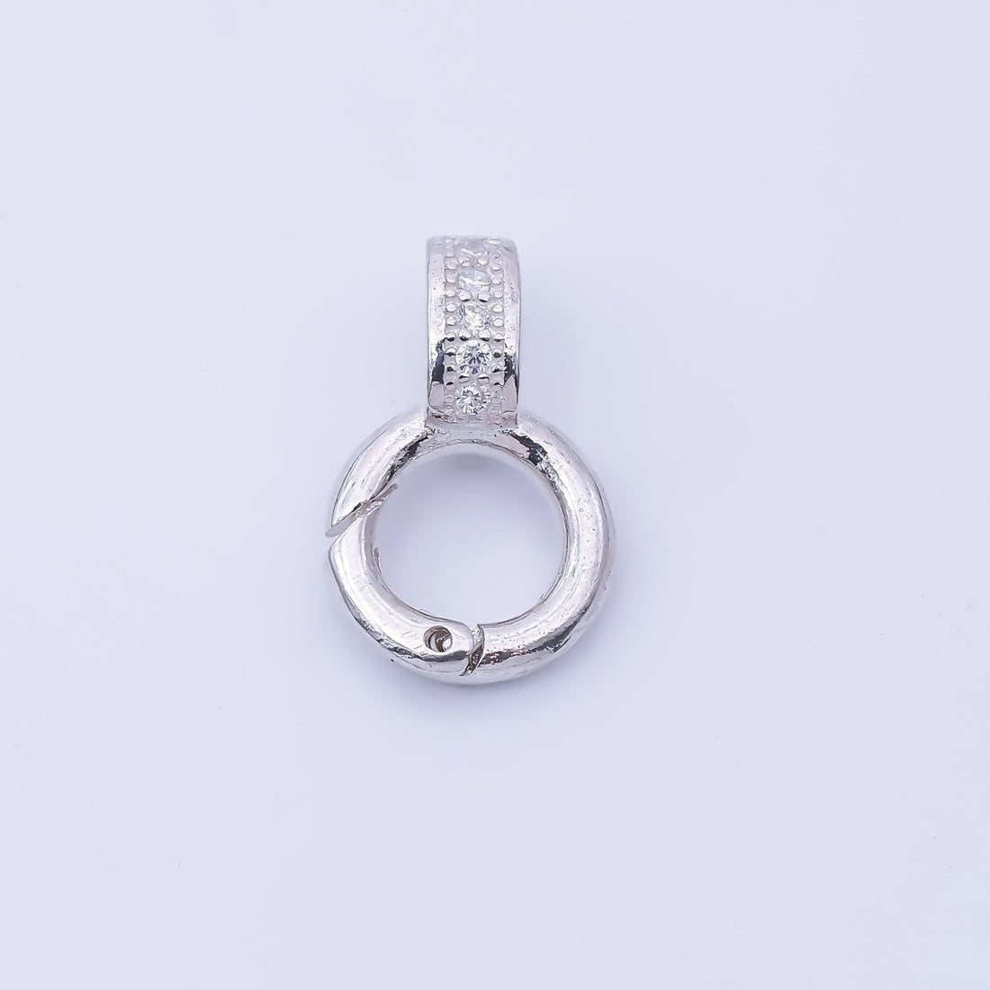 S925 Sterling Silver 14mm Micro Paved CZ Push Gate Circular 8 Geometric Enhancers Finding | SL-700