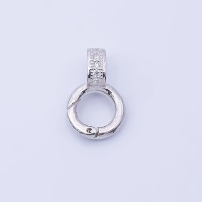 S925 Sterling Silver 14mm Micro Paved CZ Push Gate Circular 8 Geometric Enhancers Finding | SL-700