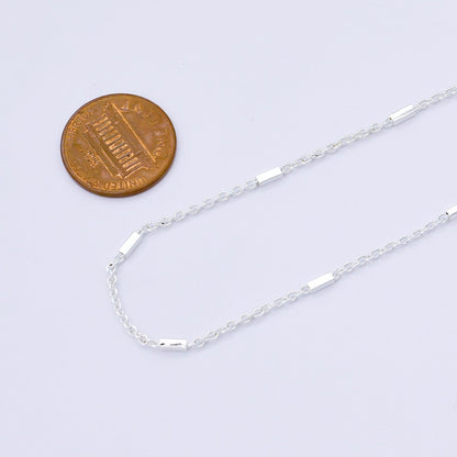 Rhodium Plated Silver 1.5mm Bar Cable Satellite Unfinished Chain by Yard | ROLL-1679