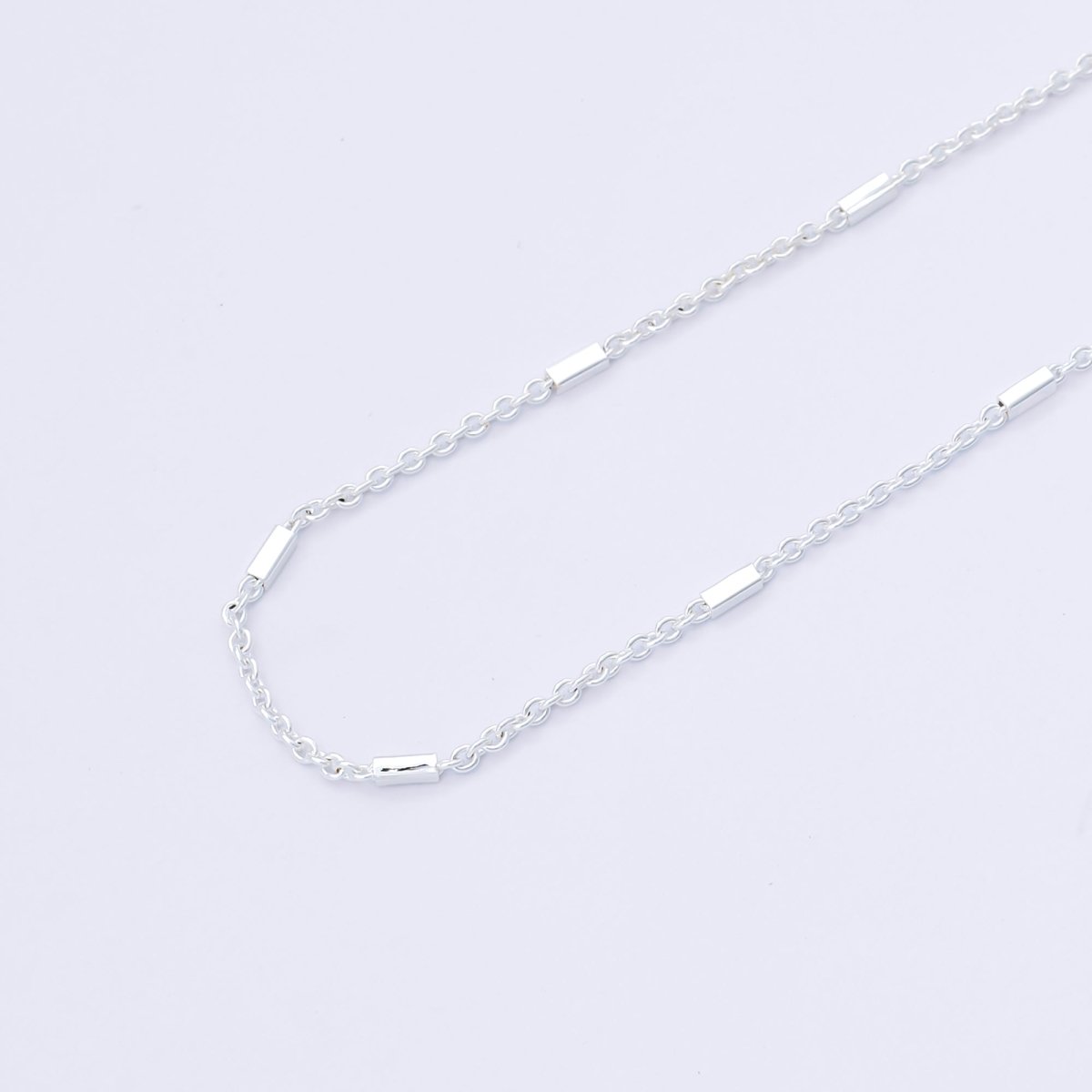 Rhodium Plated Silver 1.5mm Bar Cable Satellite Unfinished Chain by Yard | ROLL-1679