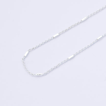 Rhodium Plated Silver 1.5mm Bar Cable Satellite Unfinished Chain by Yard | ROLL-1679
