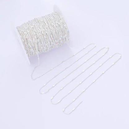 Rhodium Plated Silver 1.5mm Bar Cable Satellite Unfinished Chain by Yard | ROLL-1679