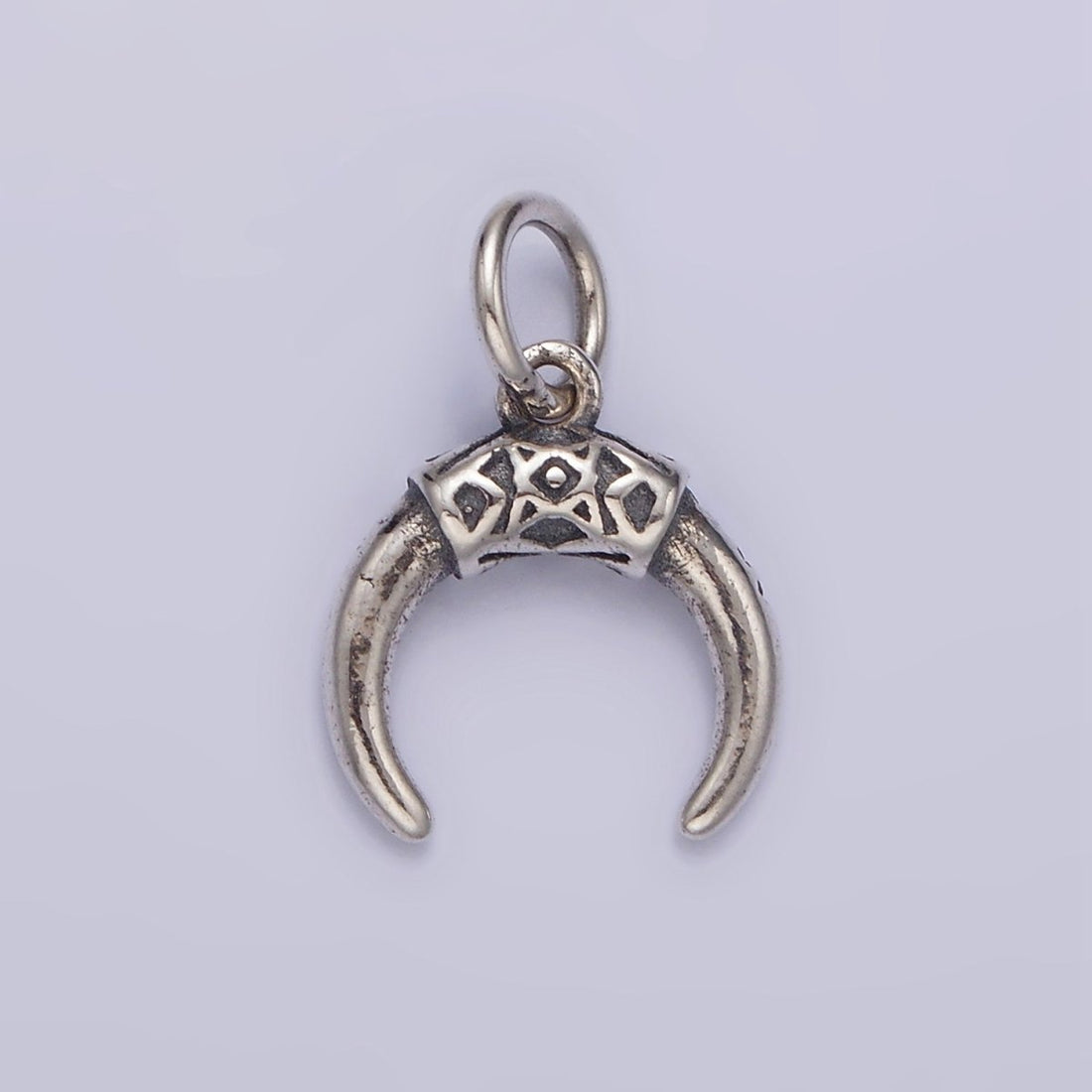 S925 Sterling Silver 17.5mm Elaborate Crescent Tusk Charm | SL-376