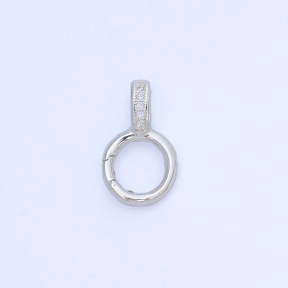 S925 Sterling Silver 19mm Micro Paved CZ Round Push Gate Clasp Open Loop Closure Finding | SL-699