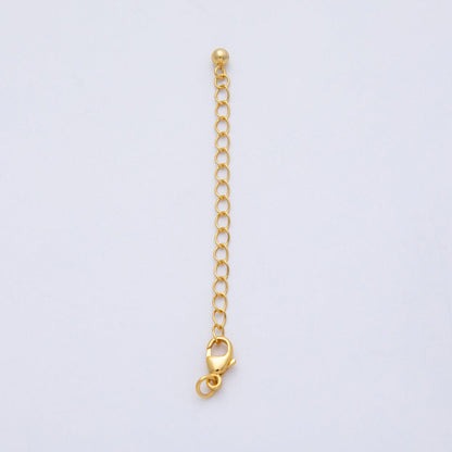 S925 Sterling Silver 2.5mm Minimalist Lobster Clasps 2.5 Inch Extender Ball Closure Findings | SL-00712