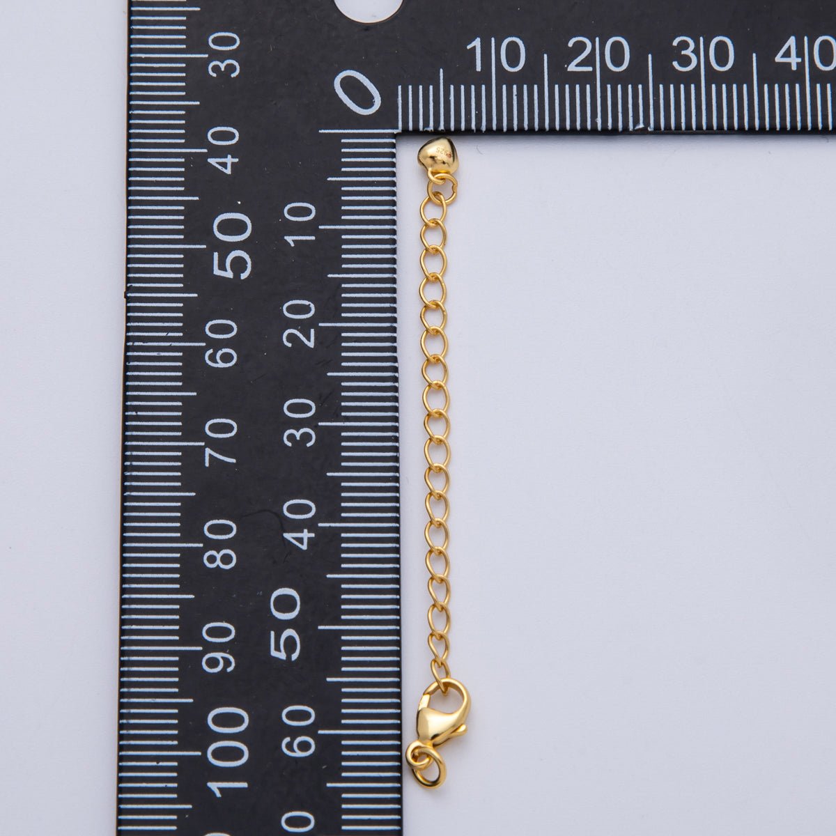 S925 Sterling Silver 2.5mm Minimalist Lobster Clasps 2.5 Inch Extender Heart Closure Findings | SL-00711