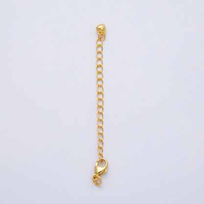 S925 Sterling Silver 2.5mm Minimalist Lobster Clasps 2.5 Inch Extender Heart Closure Findings | SL-00711