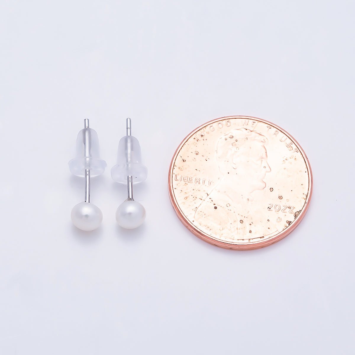 S925 Sterling Silver 4mm Shell Pearl Round Stud Earrings | Earrings-00696