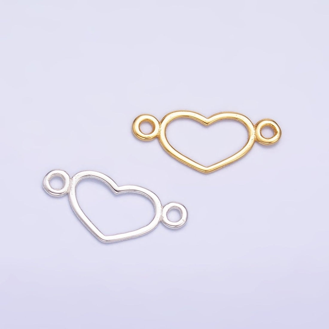S925 Sterling Silver 5.5mm Open Heart Connector in Gold &amp; Silver | SL-614