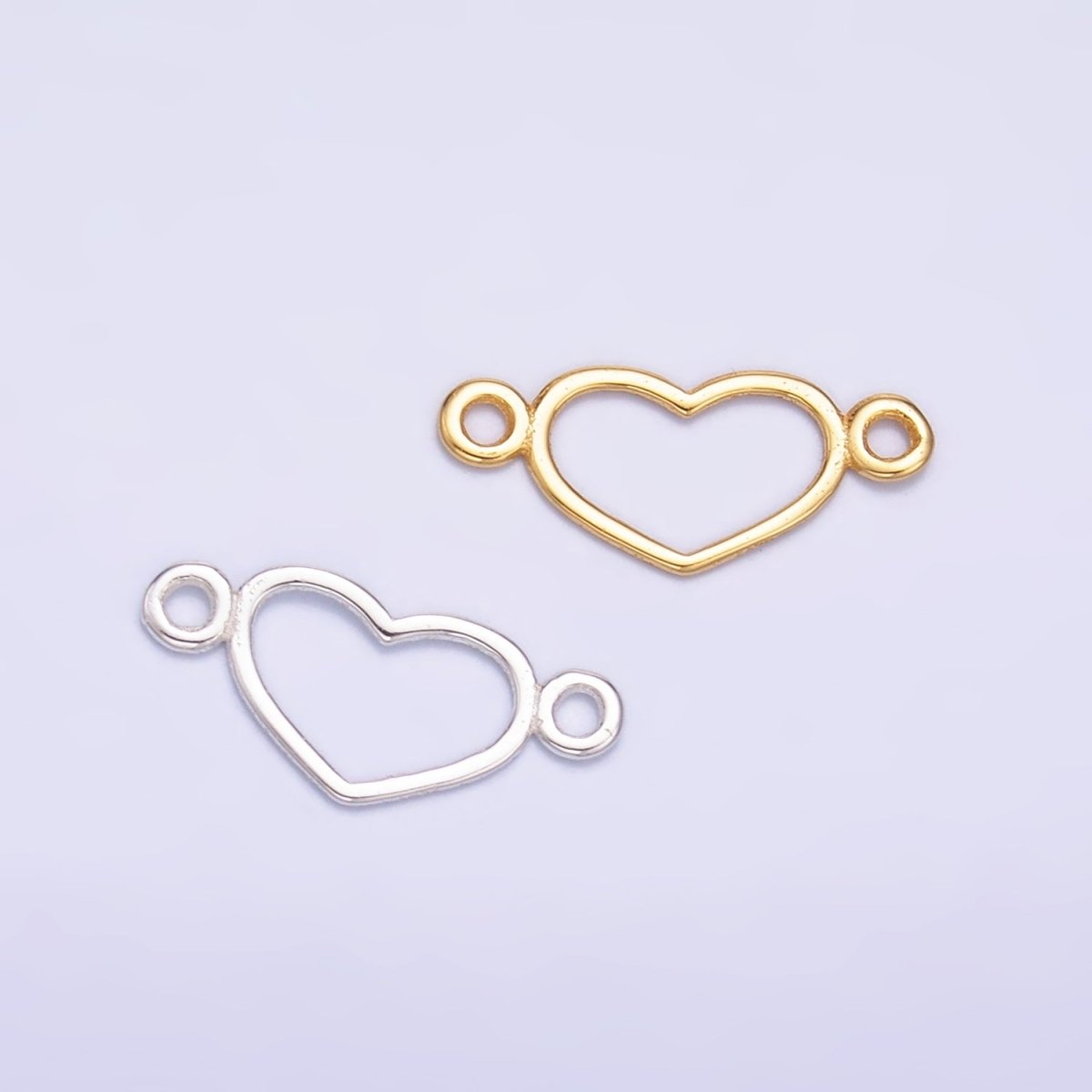 S925 Sterling Silver 5.5mm Open Heart Connector in Gold &amp; Silver | SL-614