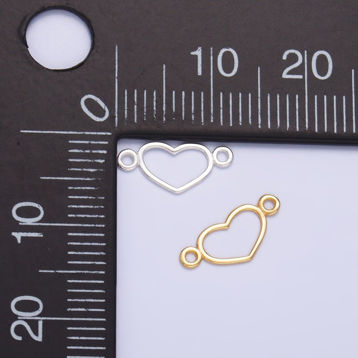 S925 Sterling Silver 5.5mm Open Heart Connector in Gold &amp; Silver | SL-614