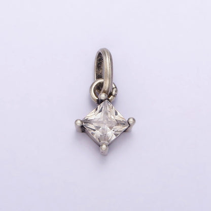 S925 Sterling Silver 5mm Clear CZ Rhombus Pendants | SL-318