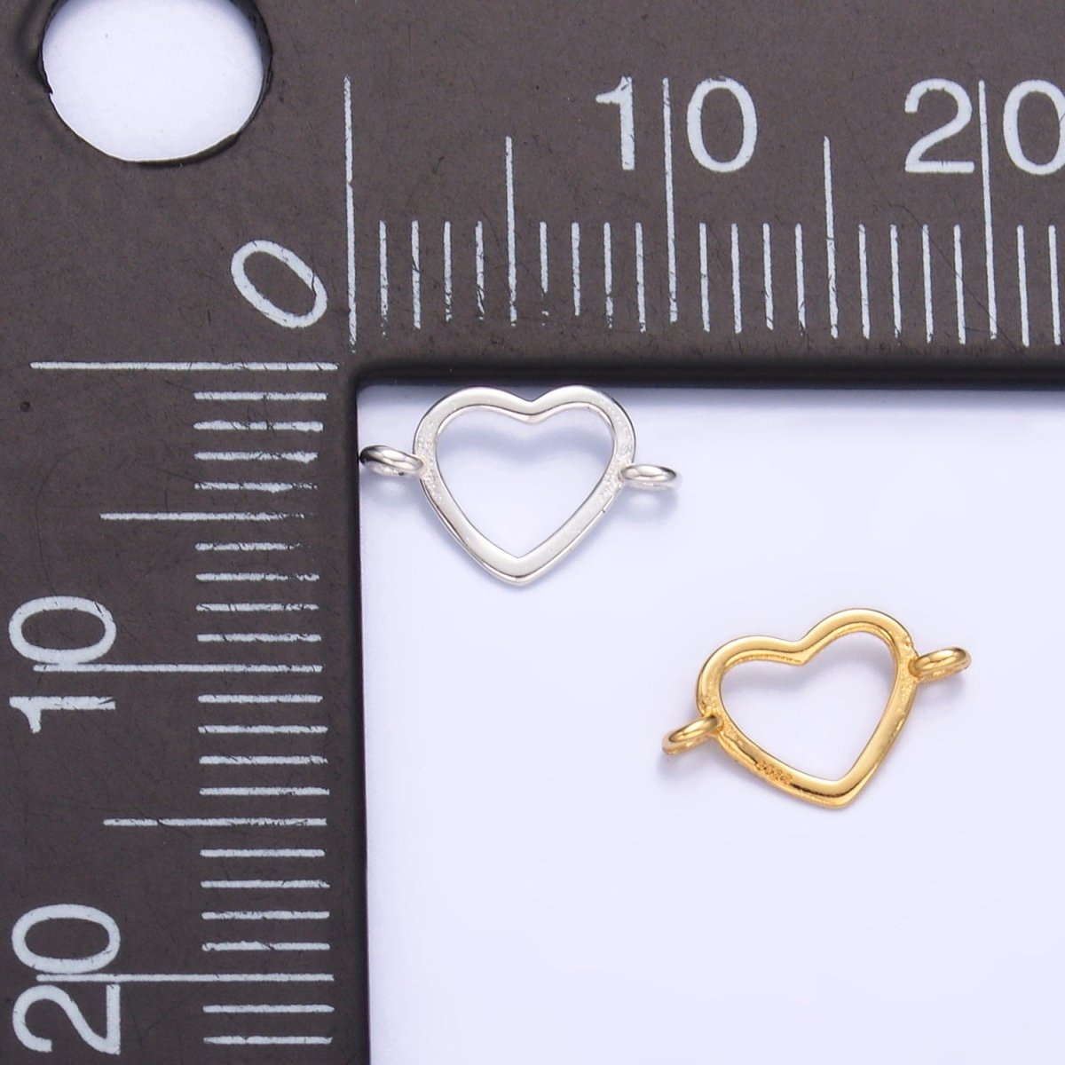 S925 Sterling Silver 7mm Open Heart Connector in Gold &amp; Silver | SL-619