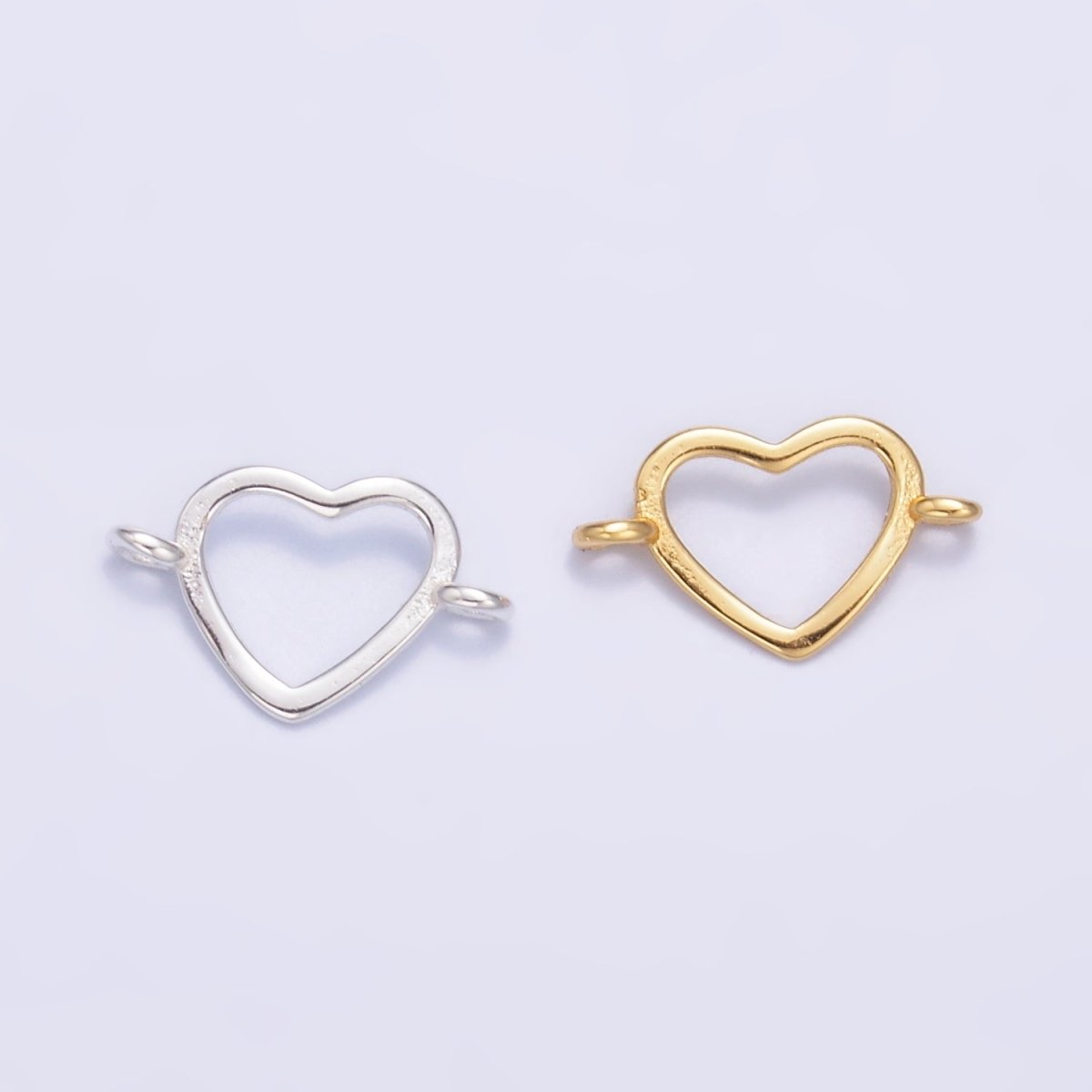S925 Sterling Silver 7mm Open Heart Connector in Gold &amp; Silver | SL-619