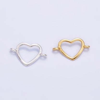 S925 Sterling Silver 7mm Open Heart Connector in Gold &amp; Silver | SL-619
