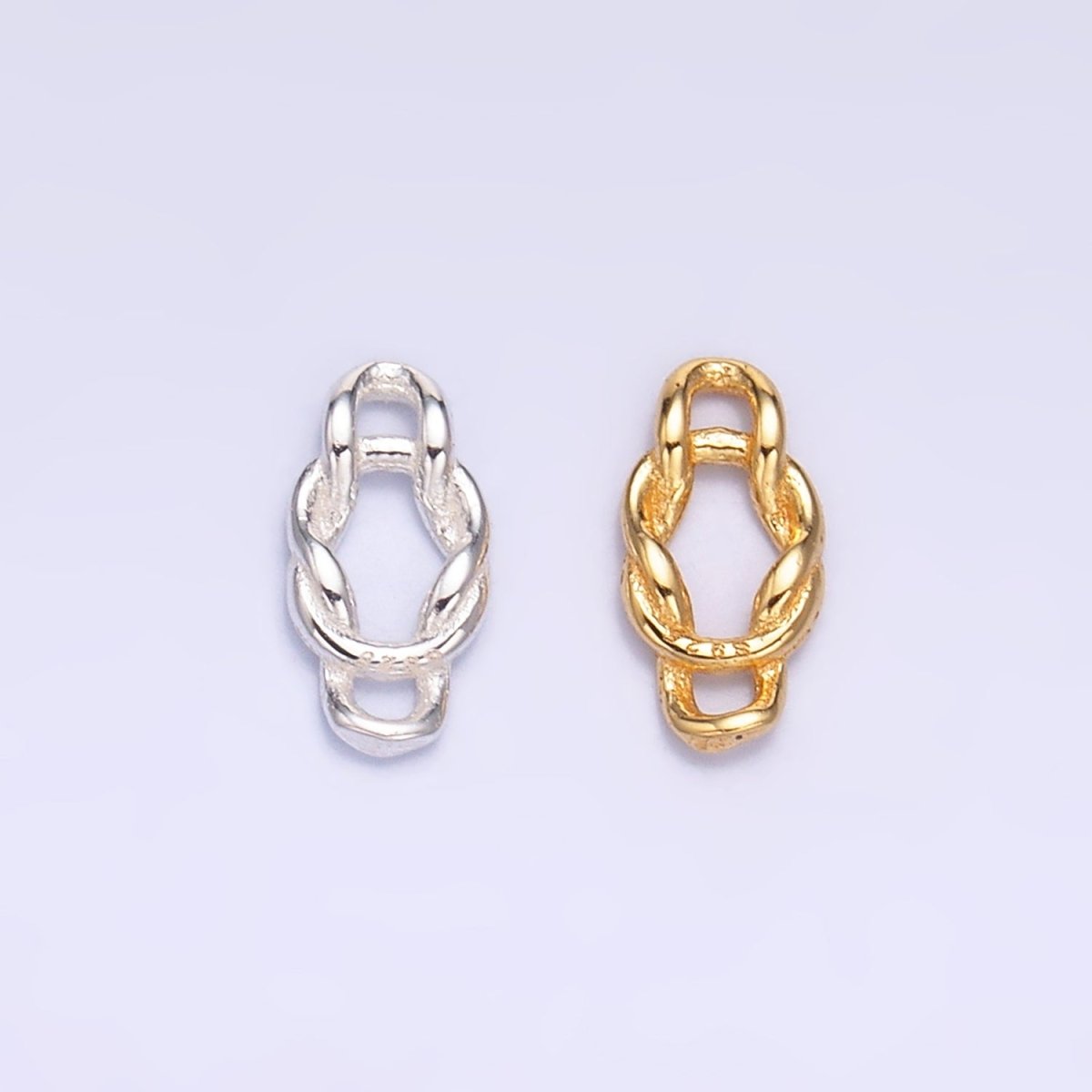 S925 Sterling Silver 8mm Curb Chain Link Connector in Gold &amp; Silver | SL-612