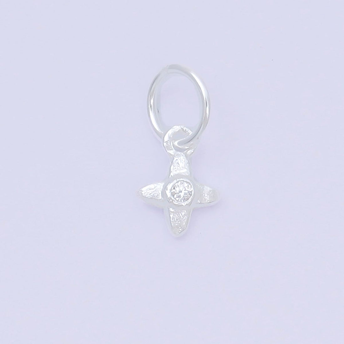 S925 Sterling Silver 8mm Clear CZ North Star Celestial Charm | SL-683