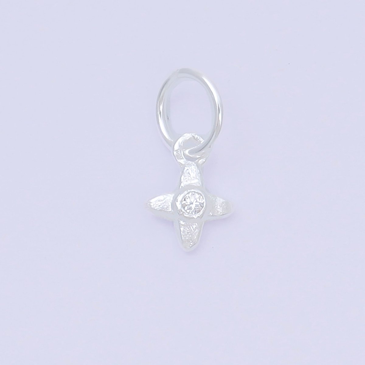 S925 Sterling Silver 8mm Clear CZ North Star Celestial Charm | SL-683