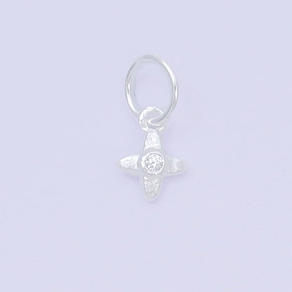 S925 Sterling Silver 8mm Clear CZ North Star Celestial Charm | SL-683
