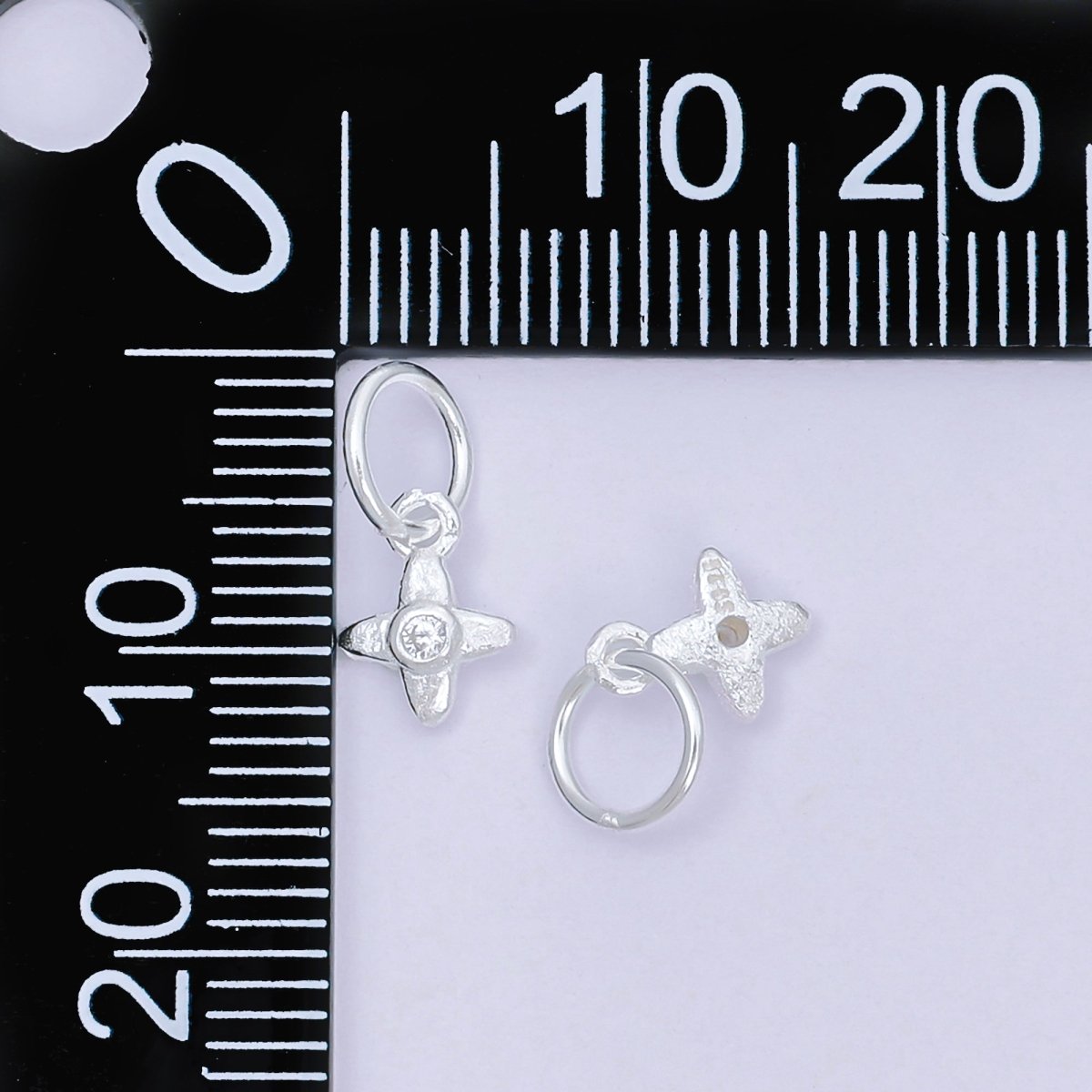 S925 Sterling Silver 8mm Clear CZ North Star Celestial Charm | SL-683