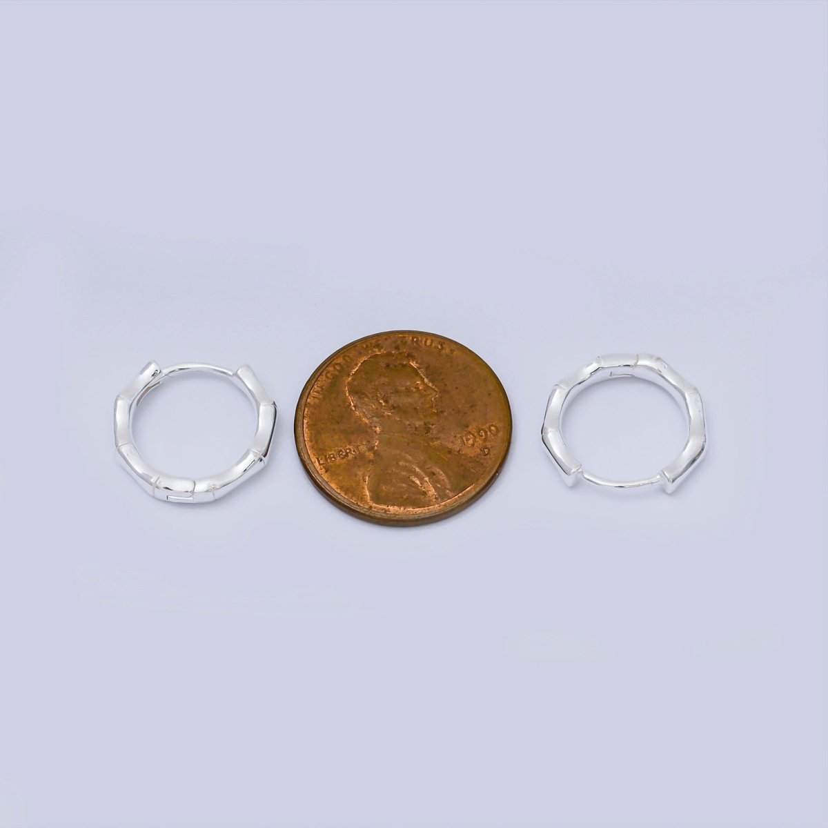 S925 Sterling Silver Bamboo Textured Hinged Hoop Earrings | SL-663