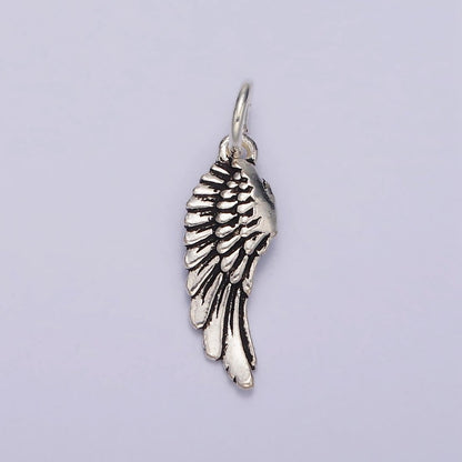 S925 Sterling Silver Curved 3Feather Wings 22.5mm Charm | SL-362